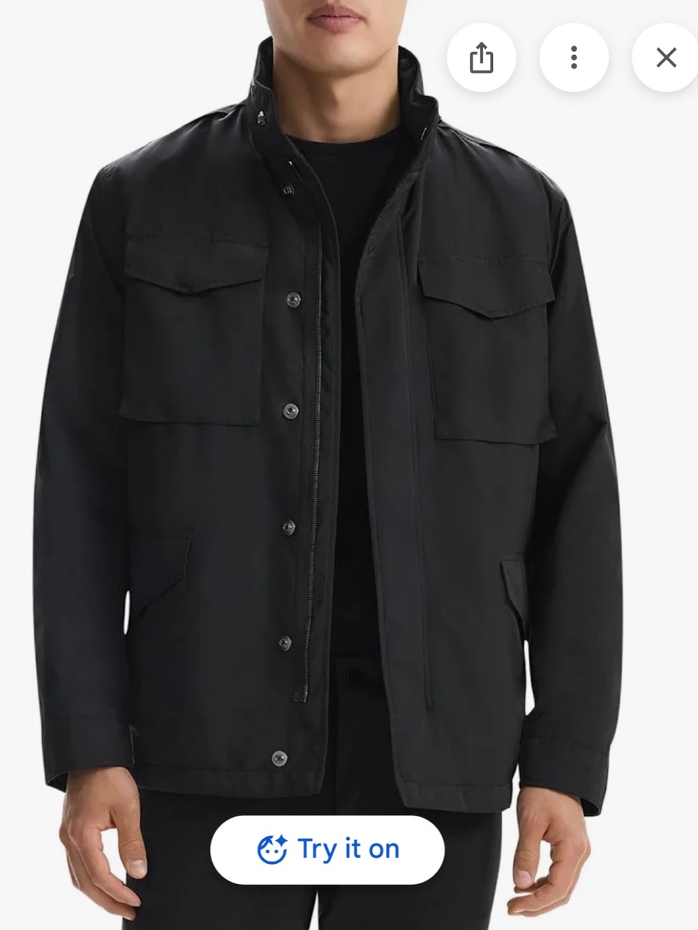 Theory Men's Black Military Field Jacket